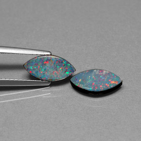 Gemas de doblete de ópalo multicolor natural de  ct, marquesa, opaco