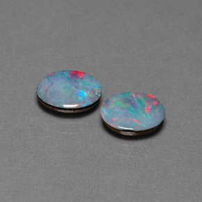 Gemas de doblete de ópalo multicolor natural de  ct, corte óvalo, opaco