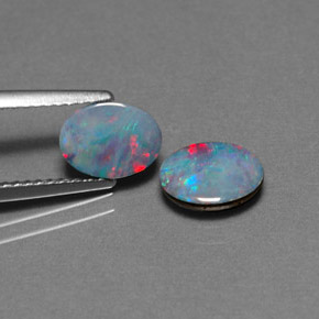 Gemas de doblete de ópalo multicolor natural de  ct, corte óvalo, opaco