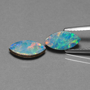 Gemas de doblete de ópalo multicolor natural de  ct, marquesa, opaco