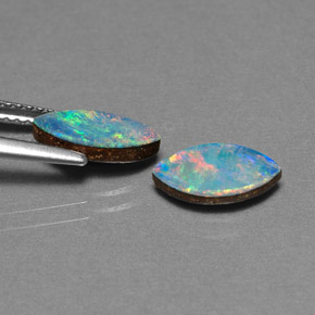 Gemas de doblete de ópalo multicolor natural de  ct, marquesa, opaco