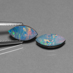 Gemas de doblete de ópalo multicolor natural de  ct, marquesa, opaco