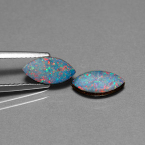 Gemas de doblete de ópalo multicolor natural de  ct, marquesa, opaco