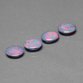 Gemas de doblete de ópalo multicolor natural de  ct, corte óvalo, opaco