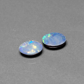 Gemas de doblete de ópalo multicolor natural de  ct, corte óvalo, opaco