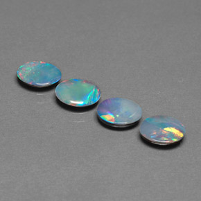 Gemas de doblete de ópalo multicolor natural de  ct, corte óvalo, opaco
