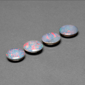 Gemas de doblete de ópalo multicolor natural de  ct, corte óvalo, opaco