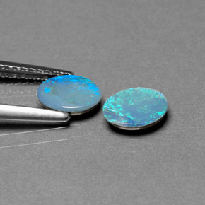Gemas de doblete de ópalo multicolor natural de  ct, corte óvalo, opaco