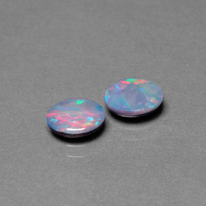 Gemas de doblete de ópalo multicolor natural de  ct, corte óvalo, opaco