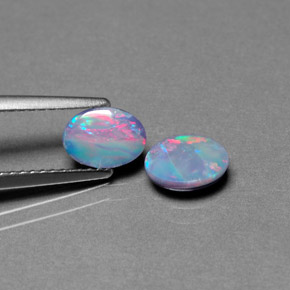 Gemas de doblete de ópalo multicolor natural de  ct, corte óvalo, opaco
