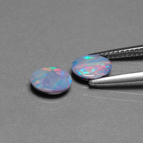 Gemas de doblete de ópalo multicolor natural de  ct, corte óvalo, opaco