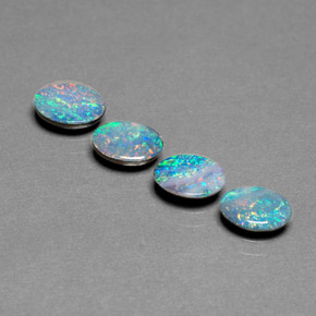 Gemas de doblete de ópalo multicolor natural de  ct, corte óvalo, opaco