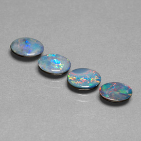Gemas de doblete de ópalo multicolor natural de  ct, corte óvalo, opaco