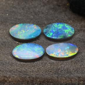 Gemas de doblete de ópalo multicolor natural de 2,36 ct, corte óvalo, opaco