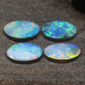 Gemas de doblete de ópalo multicolor natural de 2,36 ct, corte óvalo, opaco