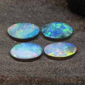Gemas de doblete de ópalo multicolor natural de 2,36 ct, corte óvalo, opaco