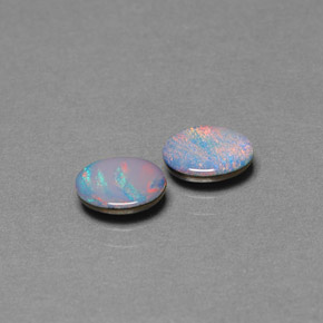 Gemas de doblete de ópalo multicolor natural de  ct, corte óvalo, opaco