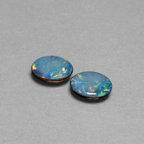 Gemas de doblete de ópalo multicolor natural de  ct, corte óvalo, opaco