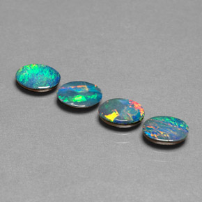 Gemas de doblete de ópalo multicolor natural de  ct, corte óvalo, opaco