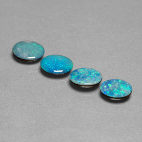 Gemas de doblete de ópalo multicolor natural de  ct, corte óvalo, opaco