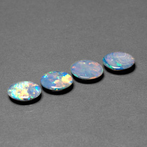 Gemas de doblete de ópalo multicolor natural de  ct, corte óvalo, opaco