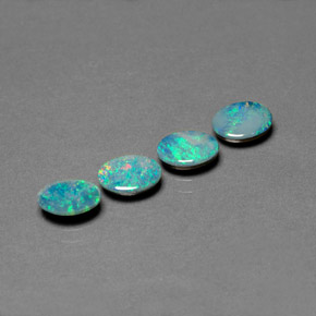 Gemas de doblete de ópalo multicolor natural de  ct, corte óvalo, opaco