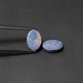 Gemas de doblete de ópalo multicolor natural de  ct, corte óvalo, opaco