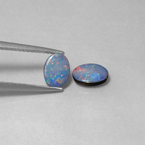 Gemas de doblete de ópalo multicolor natural de  ct, corte óvalo, opaco