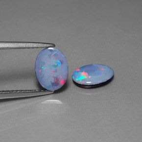 Gemas de doblete de ópalo multicolor natural de  ct, corte óvalo, opaco