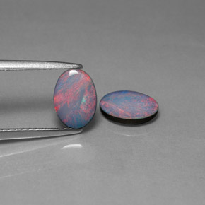 Gemas de doblete de ópalo multicolor natural de  ct, corte óvalo, opaco