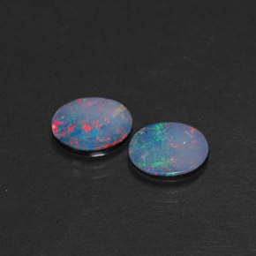 Gemas de doblete de ópalo multicolor natural de  ct, corte óvalo, opaco