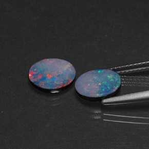 Gemas de doblete de ópalo multicolor natural de  ct, corte óvalo, opaco