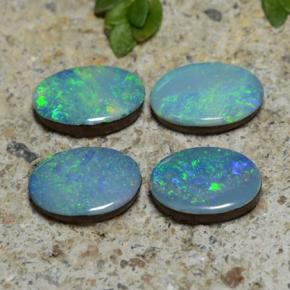 Gemas de doblete de ópalo multicolor natural de 2,21 ct, corte óvalo, opaco