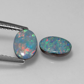 Gemas de doblete de ópalo multicolor natural de  ct, corte óvalo, opaco