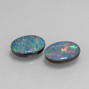 Gemas de doblete de ópalo multicolor natural de  ct, corte óvalo, opaco