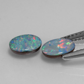 Gemas de doblete de ópalo multicolor natural de  ct, corte óvalo, opaco