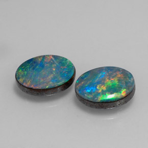 Gemas de doblete de ópalo multicolor natural de  ct, corte óvalo, opaco