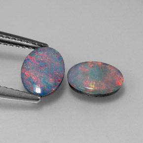 Gemas de doblete de ópalo multicolor natural de  ct, corte óvalo, opaco