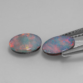 Gemas de doblete de ópalo multicolor natural de  ct, corte óvalo, opaco