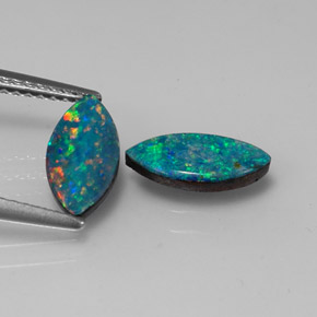 Gemas de doblete de ópalo multicolor natural de  ct, marquesa, opaco