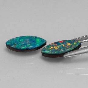 Gemas de doblete de ópalo multicolor natural de  ct, marquesa, opaco
