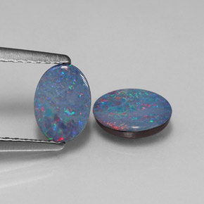 Gemas de doblete de ópalo multicolor natural de  ct, corte óvalo, opaco