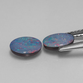 Gemas de doblete de ópalo multicolor natural de  ct, corte óvalo, opaco