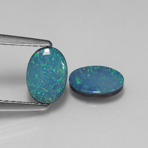 Gemas de doblete de ópalo multicolor natural de  ct, corte óvalo, opaco