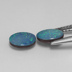 Gemas de doblete de ópalo multicolor natural de  ct, corte óvalo, opaco