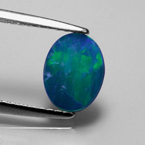 Doblete de ópalo Multicolor natural de 0.73 ct, Corte Óvalo, Opaco