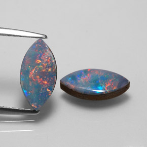 Gemas de doblete de ópalo multicolor natural de  ct, marquesa, opaco