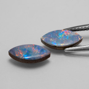 Gemas de doblete de ópalo multicolor natural de  ct, marquesa, opaco