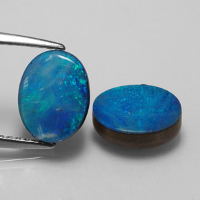 Gemas de doblete de ópalo multicolor natural de  ct, corte óvalo, opaco