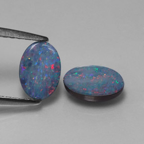 Gemas de doblete de ópalo multicolor natural de  ct, corte óvalo, opaco